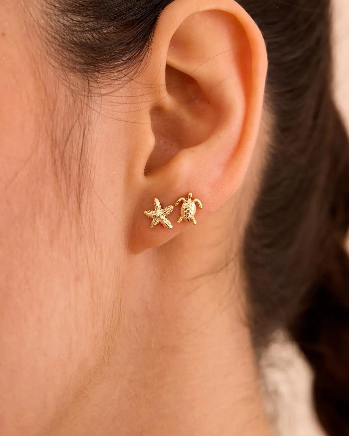 2 Pairs Small Sea Animal Earrings for Women  14K Gold Plated Stud Earrings Set, Dainty Ocean-Inspired Jewelry for Beach Summer