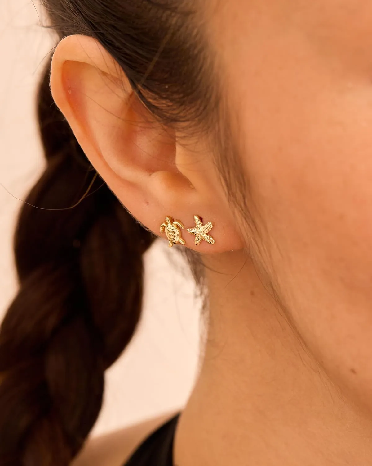 2 Pairs Small Sea Animal Earrings for Women  14K Gold Plated Stud Earrings Set, Dainty Ocean-Inspired Jewelry for Beach Summer