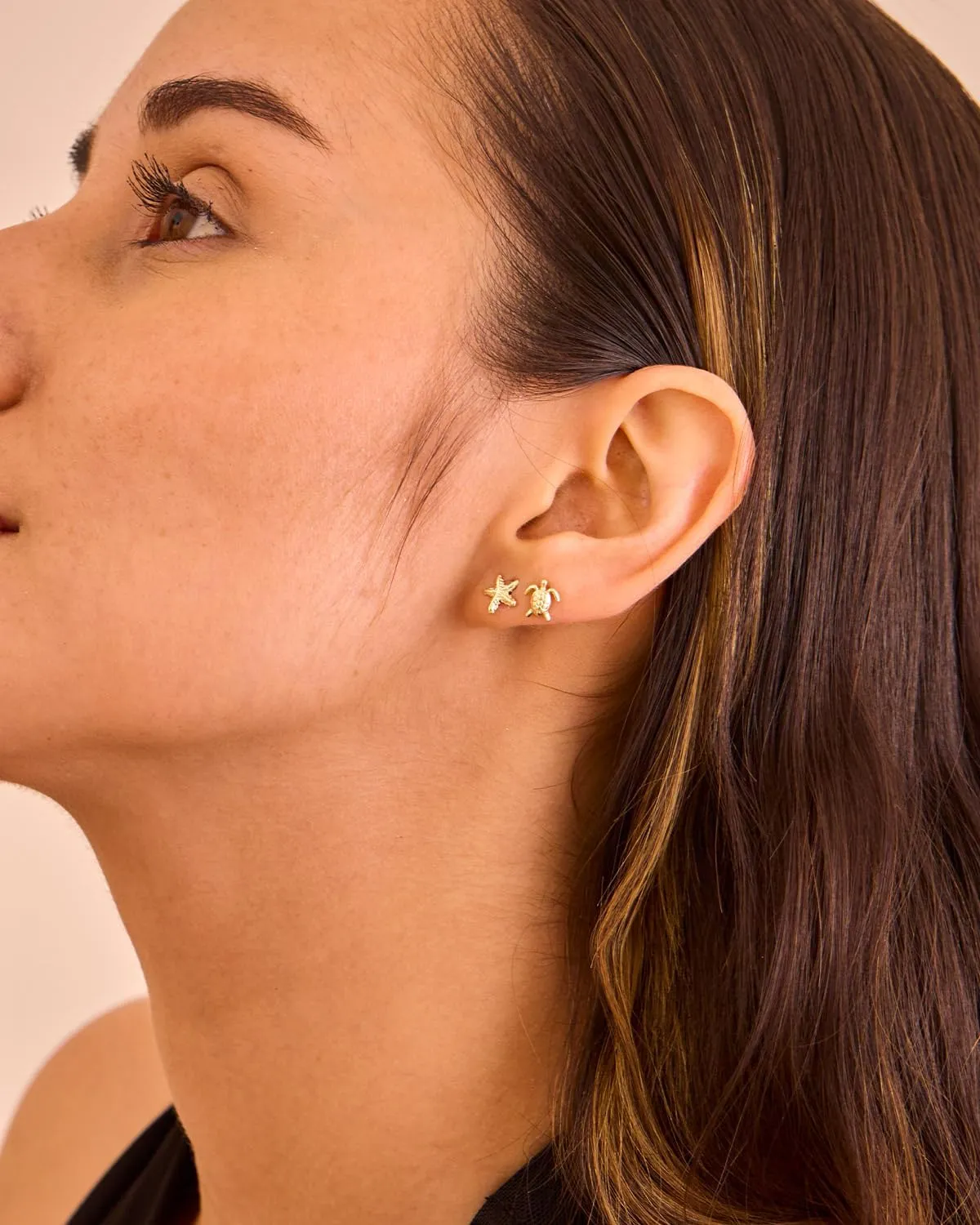 2 Pairs Small Sea Animal Earrings for Women  14K Gold Plated Stud Earrings Set, Dainty Ocean-Inspired Jewelry for Beach Summer