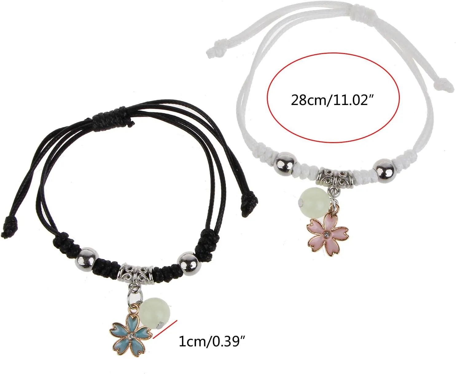 2 Pcs Luminously Bead Charm Braided Rope Bangles Couple Promise Bracelets Friendship Matching Bracelet Jewelry for Lover Luminous couple bracelet Luminous couple bracelet