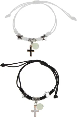 2 Pcs Luminously Bead Charm Braided Rope Bangles Couple Promise Bracelets Friendship Matching Bracelet Jewelry for Lover Luminous couple bracelet Luminous couple bracelet
