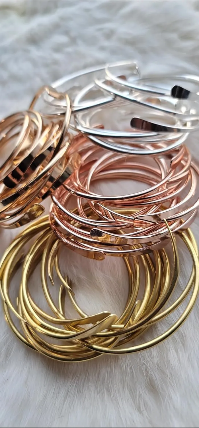 2 Raw Brass Cuff Bracelets Set, African Brass Bangles For Women, Hammered Ends Stacking Bracelets, Boho Tribal Cultural Jewelry (Set Of 2)