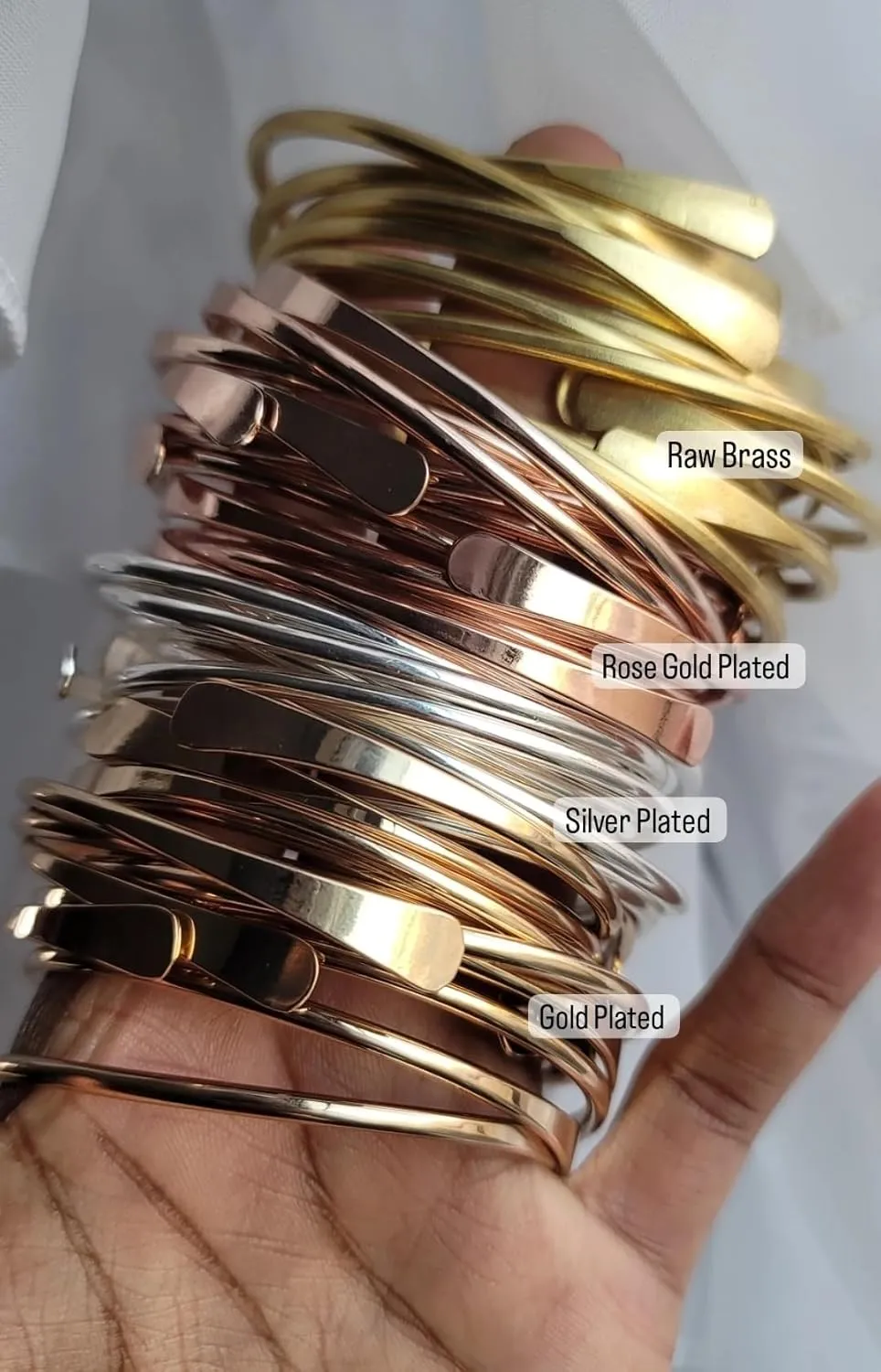 2 Raw Brass Cuff Bracelets Set, African Brass Bangles For Women, Hammered Ends Stacking Bracelets, Boho Tribal Cultural Jewelry (Set Of 2)