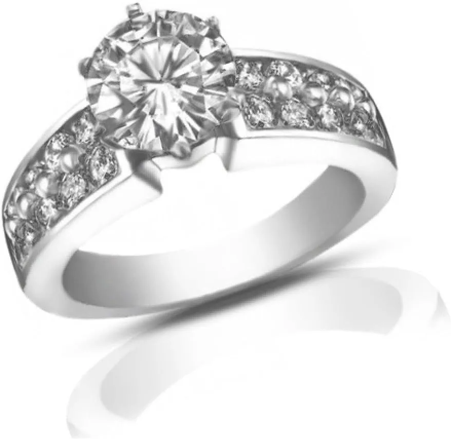 2.00 ct Ladies Two Row Round Cut Diamond Engagement Ring in Platinum