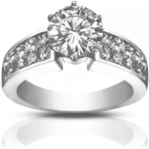 2.00 ct Ladies Two Row Round Cut Diamond Engagement Ring in Platinum