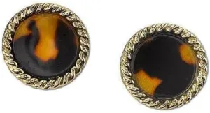 2028 Jewelry Tortoise Brown Round Button Earrings