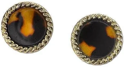 2028 Jewelry Tortoise Brown Round Button Earrings