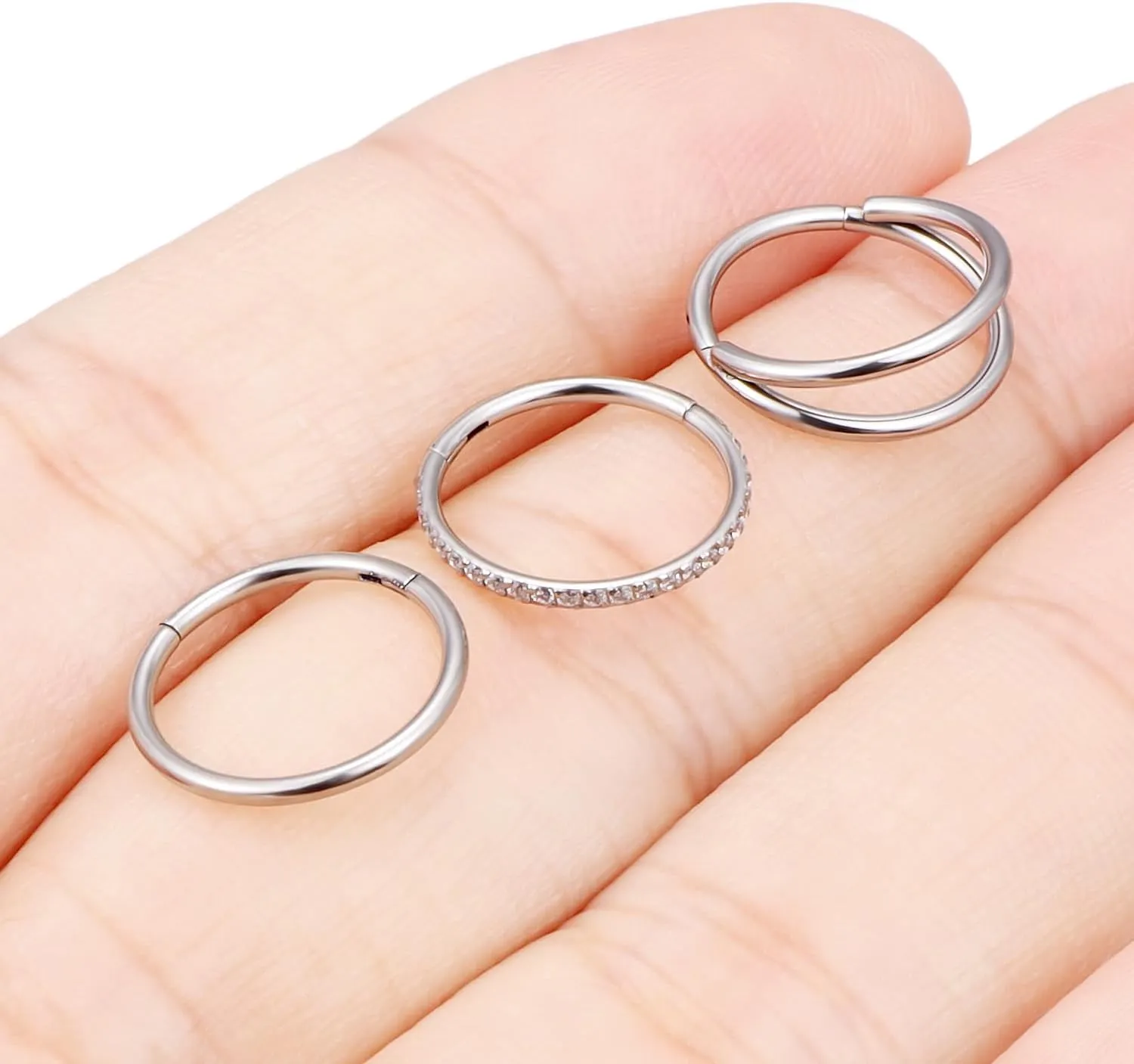 20G 18G 16G Titanium Nose Rings Hoops G23 Hinged Septum Nose Rings Clicker Helix Daith Rook Cartilage Tragus Earrings Segment Ring Lip Ring Piercing Jewelry for Women Men 8mm 10mm