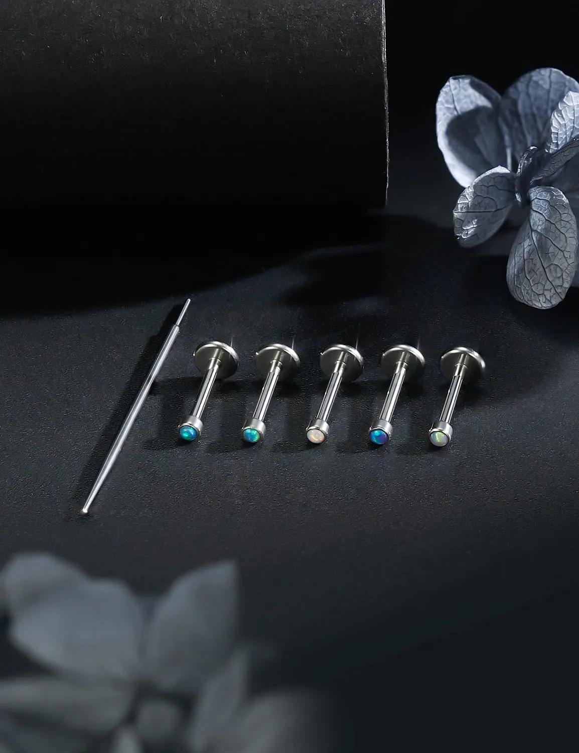 20G 18G 16G Titanium Threadless Flat Back Earrings Nose Ring Studs Tragus Labret Medusa Piercing Jewelry G23 Monroe Lip Ring Snake Bite Forward Helix Conch Cartilage Earrings Piercing Jewelry