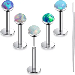 20G 18G 16G Titanium Threadless Flat Back Earrings Nose Ring Studs Tragus Labret Medusa Piercing Jewelry G23 Monroe Lip Ring Snake Bite Forward Helix Conch Cartilage Earrings Piercing Jewelry