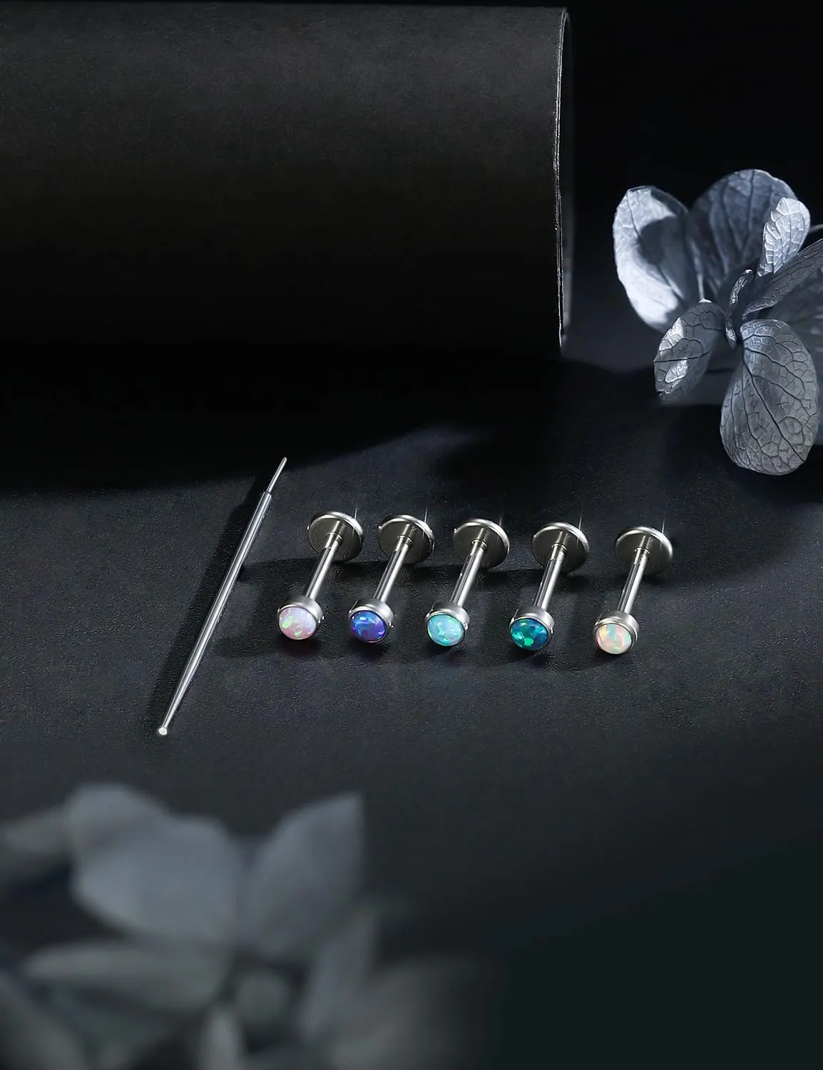 20G 18G 16G Titanium Threadless Flat Back Earrings Nose Ring Studs Tragus Labret Medusa Piercing Jewelry G23 Monroe Lip Ring Snake Bite Forward Helix Conch Cartilage Earrings Piercing Jewelry