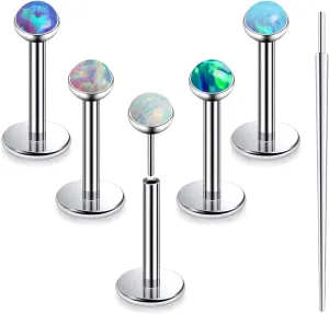 20G 18G 16G Titanium Threadless Flat Back Earrings Nose Ring Studs Tragus Labret Medusa Piercing Jewelry G23 Monroe Lip Ring Snake Bite Forward Helix Conch Cartilage Earrings Piercing Jewelry