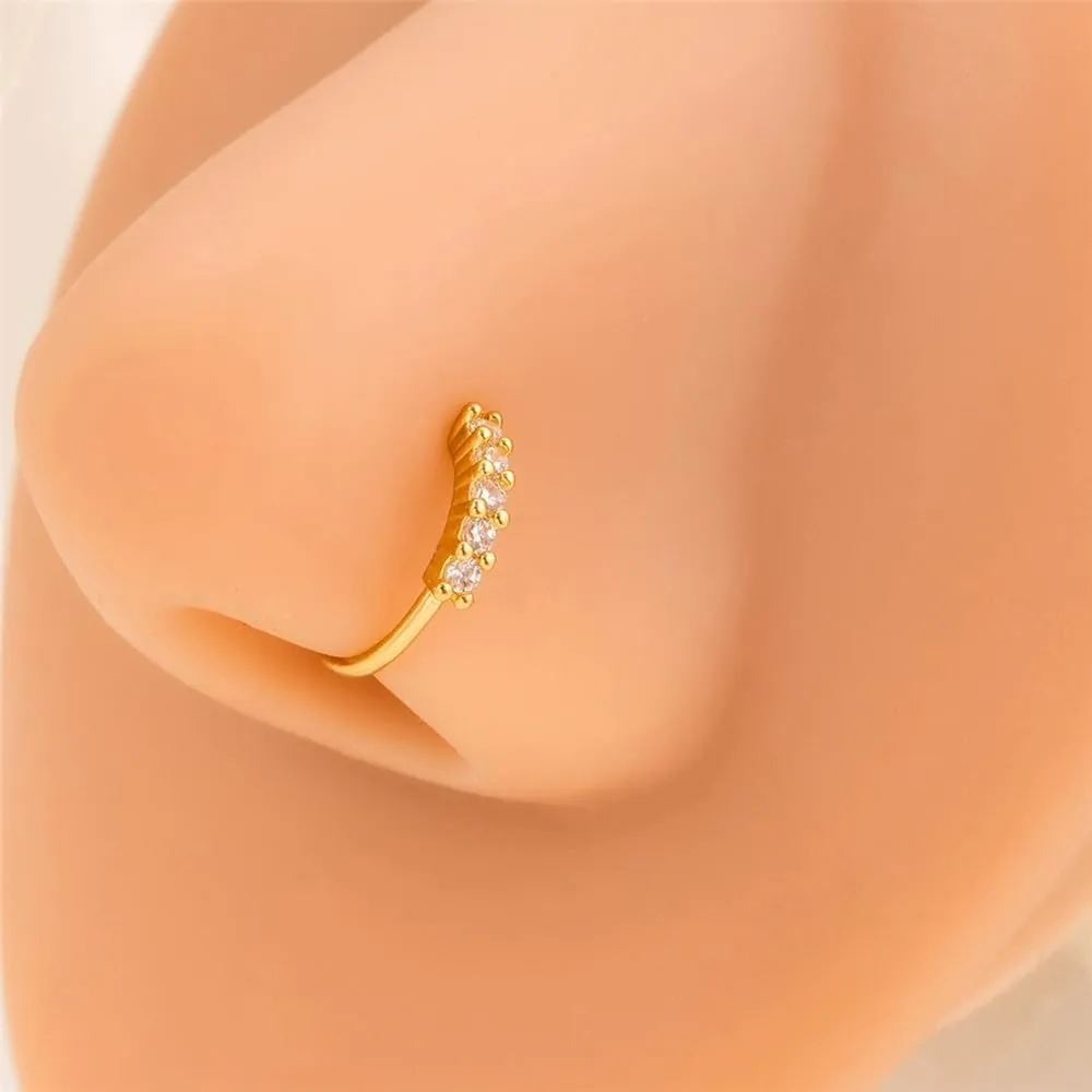 20G CZ Hoop Nose Rings for Women Dainty Surgical Steel Nostril Piercing Jewelry 8mm Small Cartilage Huggie Hoops Earrings