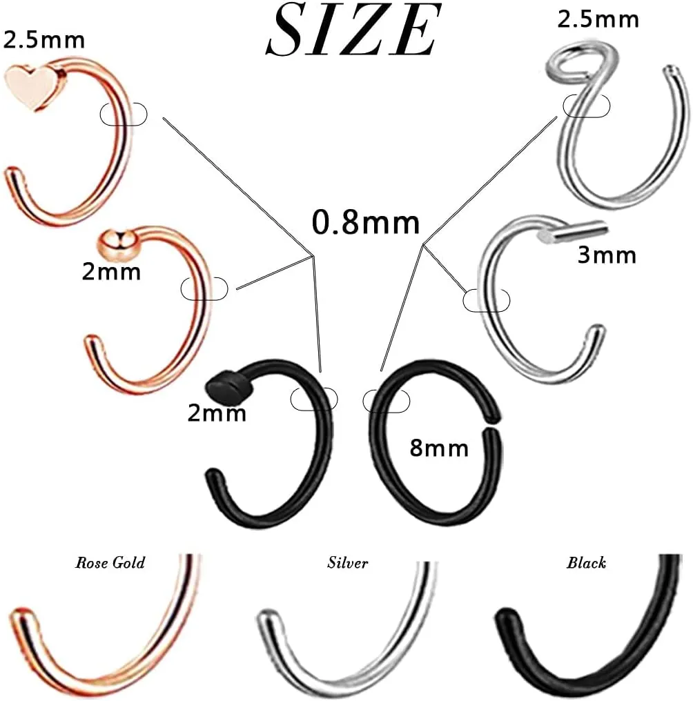 20g Nose rings Screw Nose Rings Bone Nose Rings L Shpaed Nose Rings Nose Rings Hoops Surgical Steel