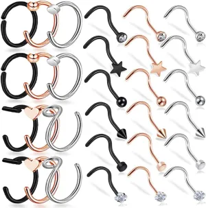 20g Nose rings Screw Nose Rings Bone Nose Rings L Shpaed Nose Rings Nose Rings Hoops Surgical Steel