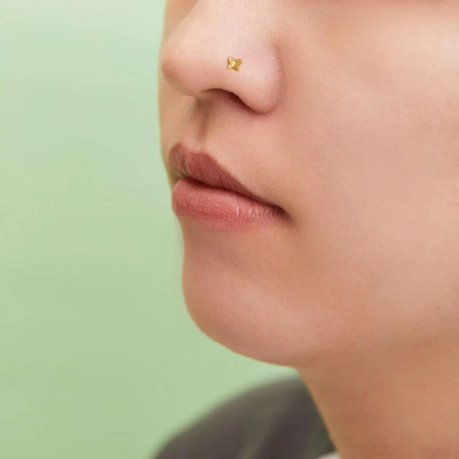 20G Small Butterfly Nose Studs Rings for Women Hypoallergenic S925 Sterling Silver L-Shaped Nose Ring Simple Nostril Piercing Jewelry