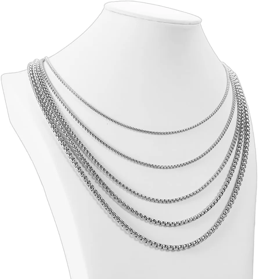 2/2.5/3/3.5/4mm 45/50/55/60/70/80cm stainless steel rolo chain necklace for men