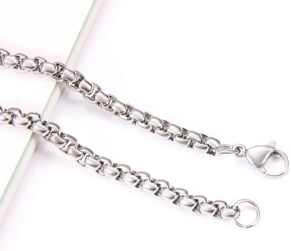2/2.5/3/3.5/4mm 45/50/55/60/70/80cm stainless steel rolo chain necklace for men