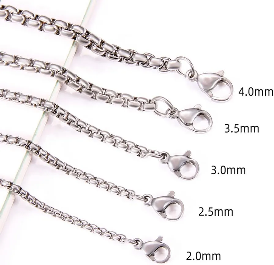 2/2.5/3/3.5/4mm 45/50/55/60/70/80cm stainless steel rolo chain necklace for men