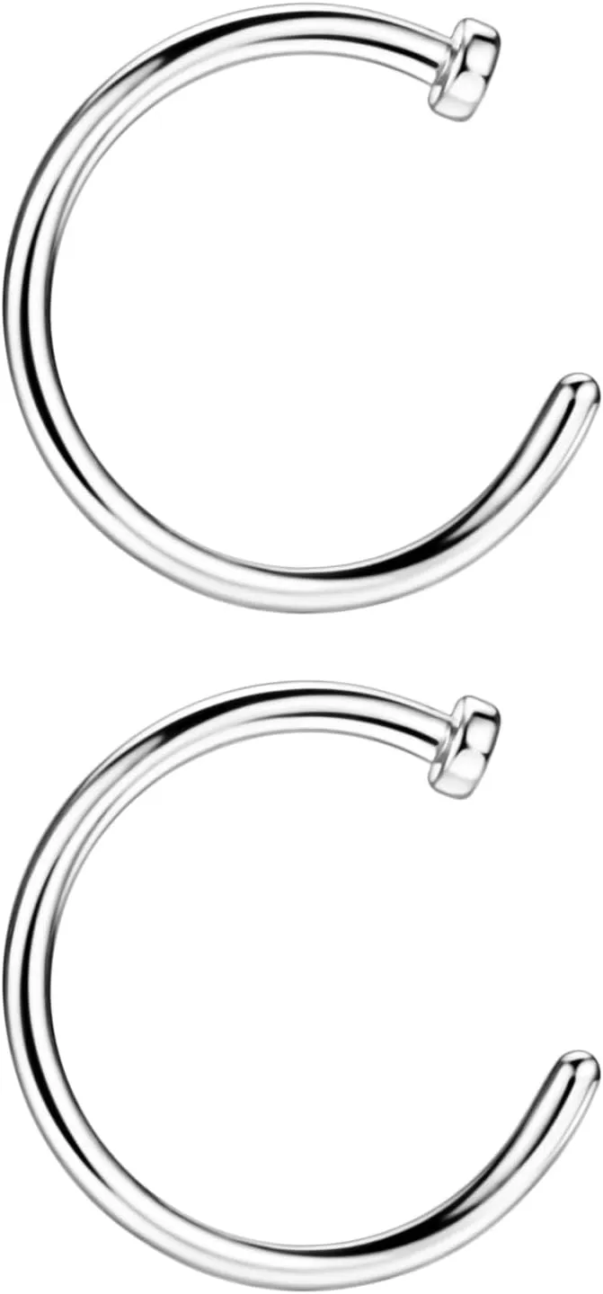 22G 20G 18G 6-10mm Gold Silver Rose Gold Black Rainbow 2PCS Stainless Steel Body Jewelry Piercing Nose Ring Hoop for Women Nose Piercing Hoop Surgical Steel Body Jewelry for Women and Men Adjustable