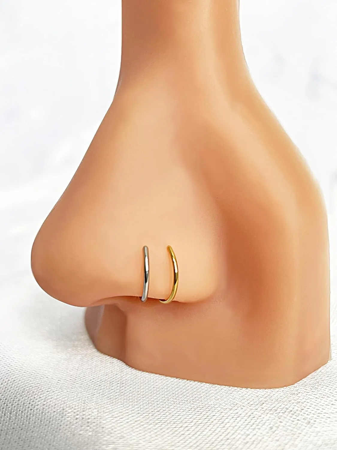 22G 20G 18G 6-10mm Gold Silver Rose Gold Black Rainbow 2PCS Stainless Steel Body Jewelry Piercing Nose Ring Hoop for Women Nose Piercing Hoop Surgical Steel Body Jewelry for Women and Men Adjustable