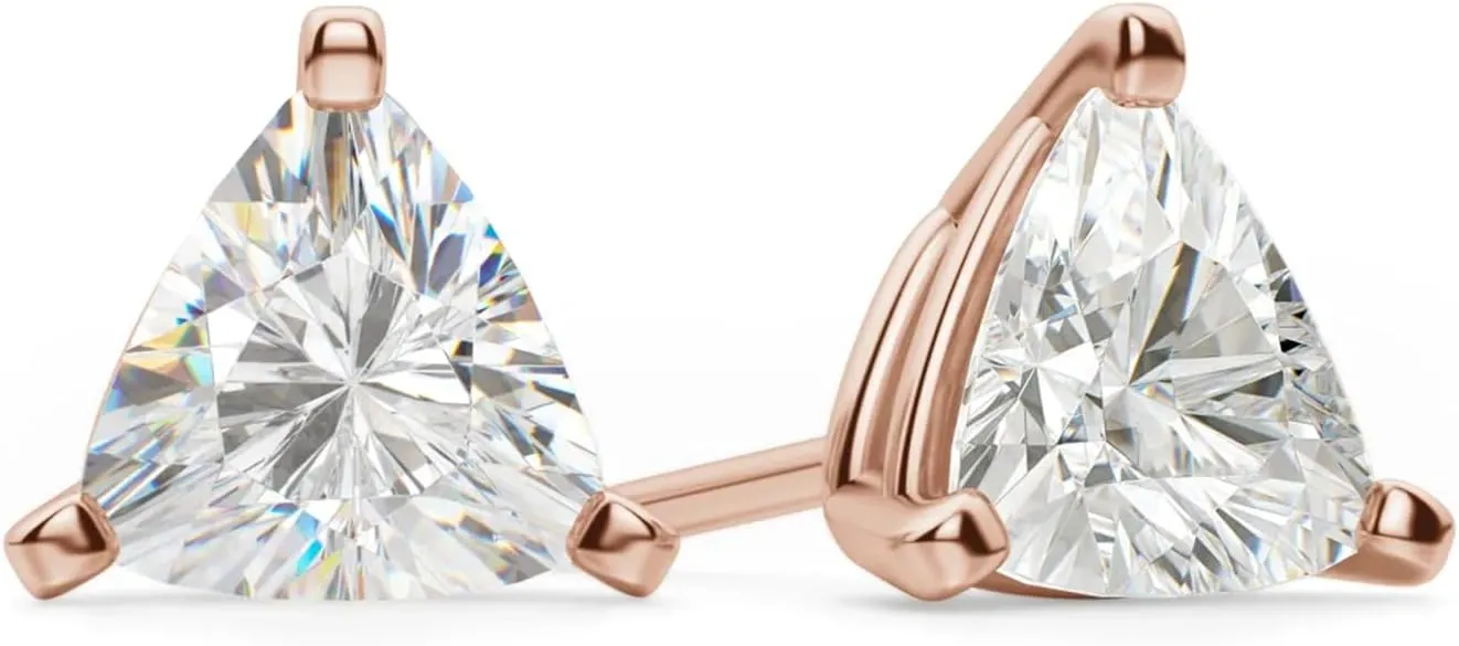 2Ct Trillion Cut Diamond Stud Earrings 14K Gold Plated