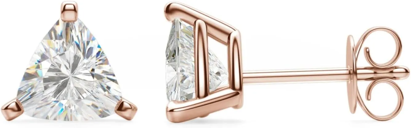 2Ct Trillion Cut Diamond Stud Earrings 14K Gold Plated