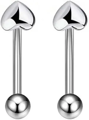 2Pcs 16G Heart Eyebrow Rings for Women Stainless Steel Eyebrow Curved Barbells Studs Lip Rings Cartilage Earrings Body Piercing Jewelry