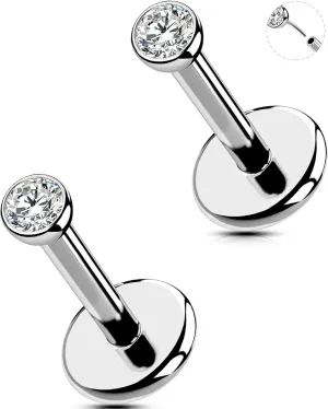 2Pcs 20G/18G/16G Threadless Nose Stud Flat Back Earrings 316L Surgical Steel CZ Daity Nose Helix Cartilage Tragus Conch Labret Medusa Monroe Piercing Jewelry for Women Men