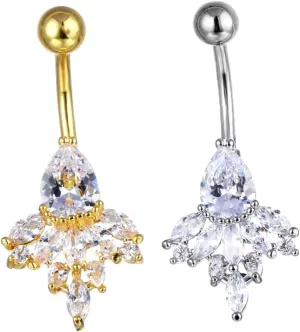 2pcs Belly Button Rings Navel Rings Crystal Belly Piercing Studs for Jewelry