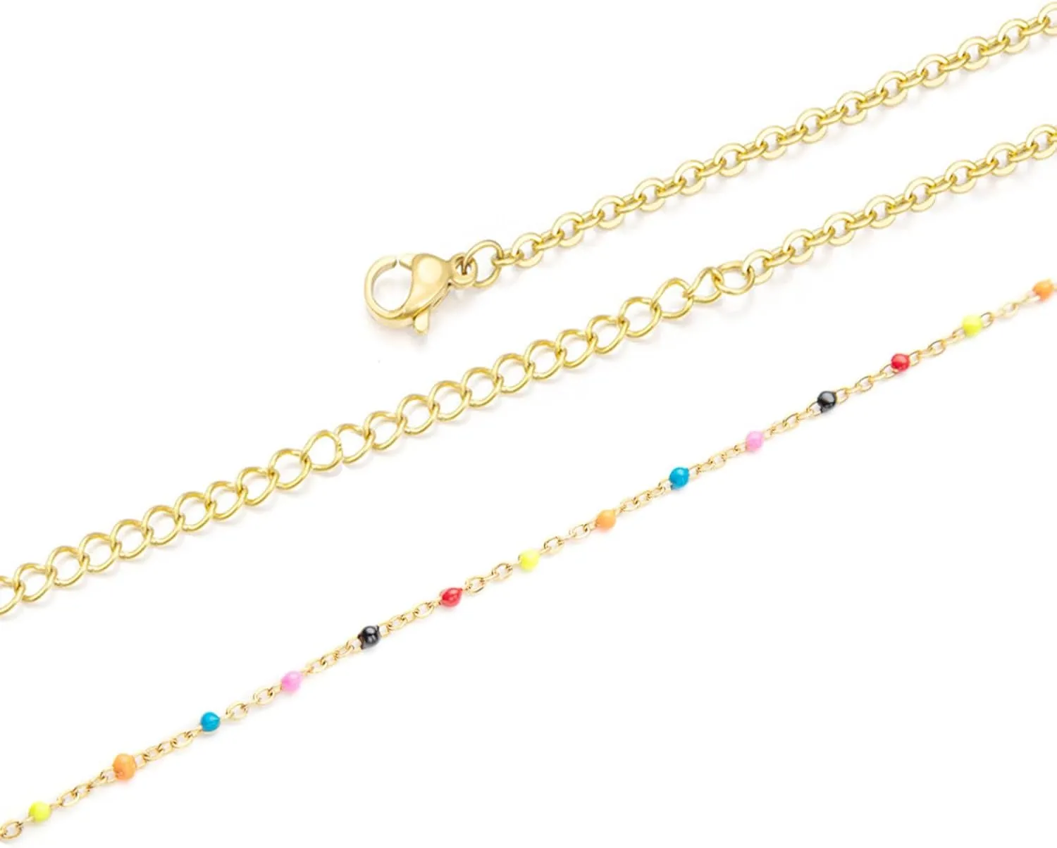 2Pcs Body Jewelry Set, Enamel Pearls Beads  Gold Spacer Beads Layered Belly Waist Chains for Women Girls,24-41 inches