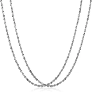 2PCS Unisex Adult Chains, Stainless Steel Rope Necklace, Twist Chain Necklace for Women & Men, Gold/Silver/Black, Ages 6 