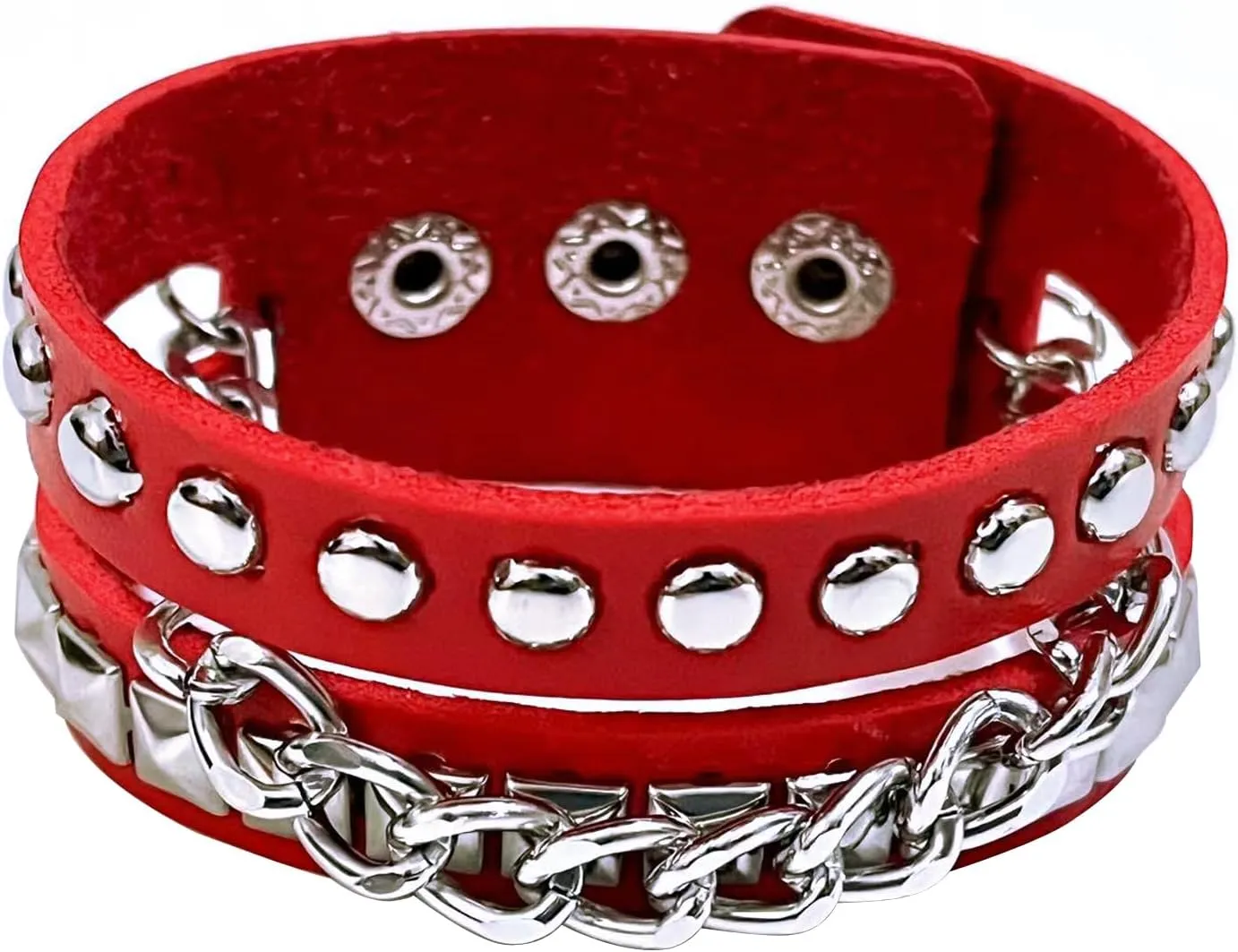 3 Pieces Punk Rock Leather Bracelets for Women Pop 80s 90s Emo Jewelry Accessories Retro Spiked Adjustable Wrap Wrist Cuffs