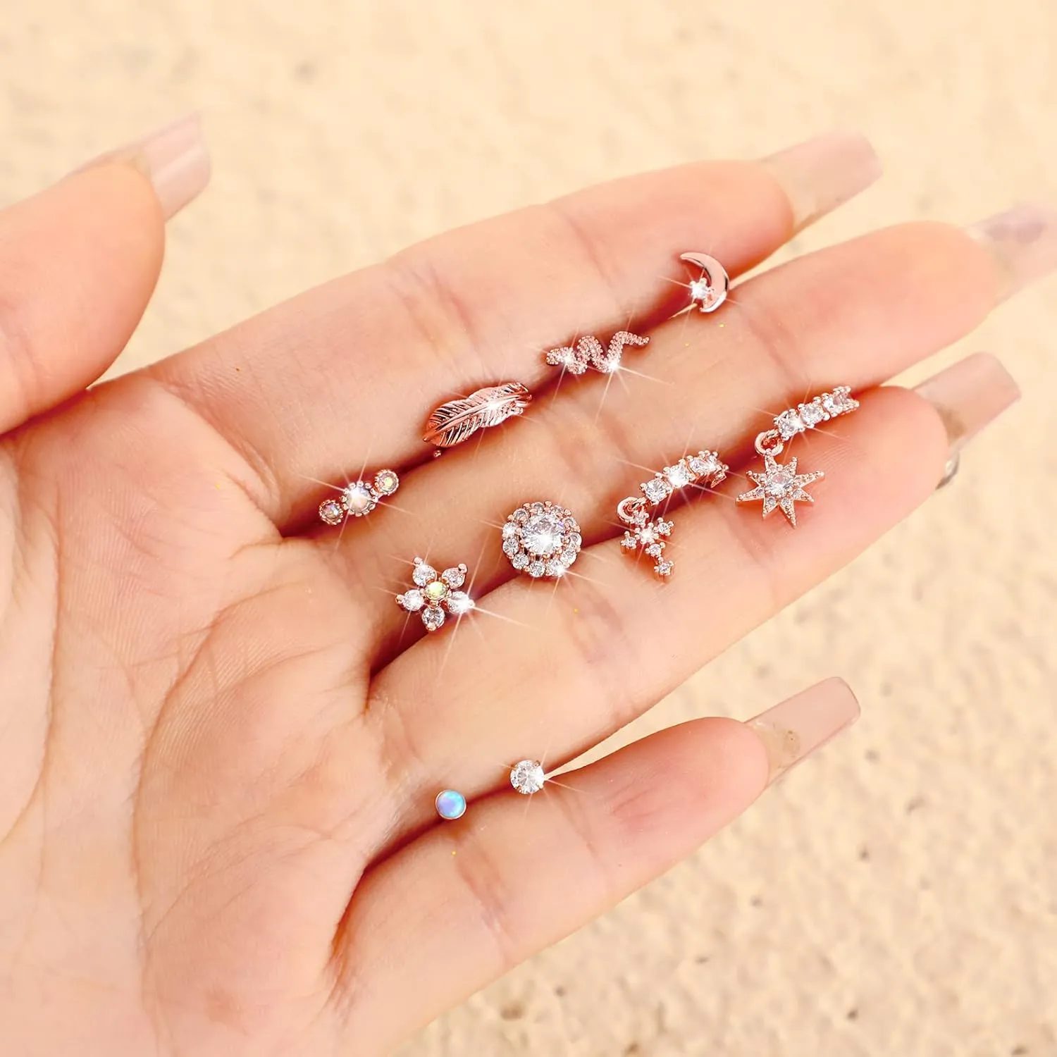 30 Pcs 20G Dangling Nose Rings for Women L Shaped Stainless Steel Dangling Studs CZ Flower Nose Ring Hoop Piercing Jewelry
