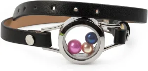 316L Stainless Steel Floating Memory Locket Bracelet,Various Styles and Colorful Silver Plated Charm Leather Bangles for Girls and Women