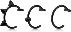 3Pcs 14G T-Shaped Fake Lip Rings for Women Men Stainless Steel Clip On Non Piercing Lip Rings Nose Septum Rings Fake Lip Piercing Jewelry