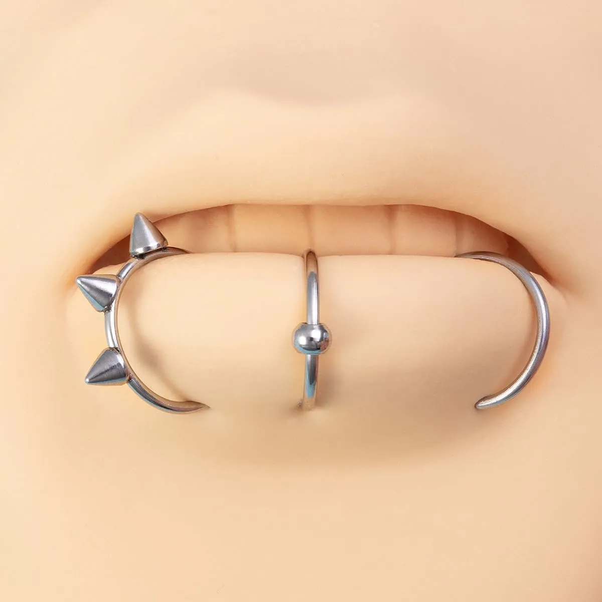 3Pcs 14G T-Shaped Fake Lip Rings for Women Men Stainless Steel Clip On Non Piercing Lip Rings Nose Septum Rings Fake Lip Piercing Jewelry