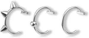 3Pcs 14G T-Shaped Fake Lip Rings for Women Men Stainless Steel Clip On Non Piercing Lip Rings Nose Septum Rings Fake Lip Piercing Jewelry