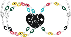 3pcs Puzzle bracelet Evil Eye Bracelet,Personality Style Colorful Cute Eyes Amulet Protection Jewelry Bracelet for Daughter/Female Friend Unique Surprise Gift