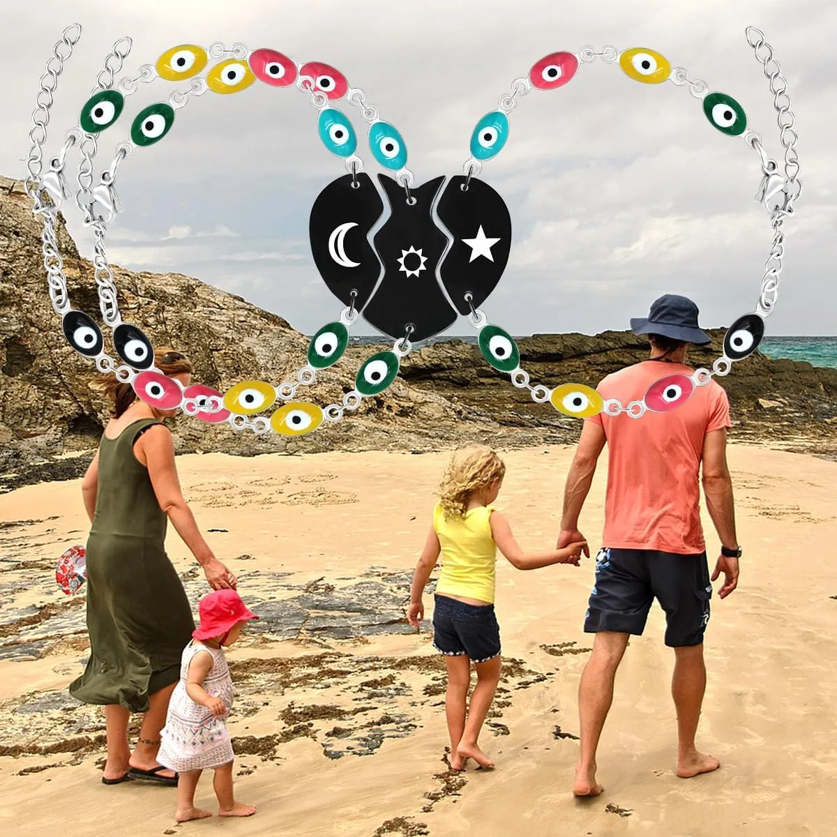3pcs Puzzle bracelet Evil Eye Bracelet,Personality Style Colorful Cute Eyes Amulet Protection Jewelry Bracelet for Daughter/Female Friend Unique Surprise Gift