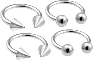 4pcs 18g Horseshoe Ring Circular Cartilage Steel Nose Lip Cartilage Hoop Septum Tragus Stud Ear Eyebrow BBEL - Pick Size