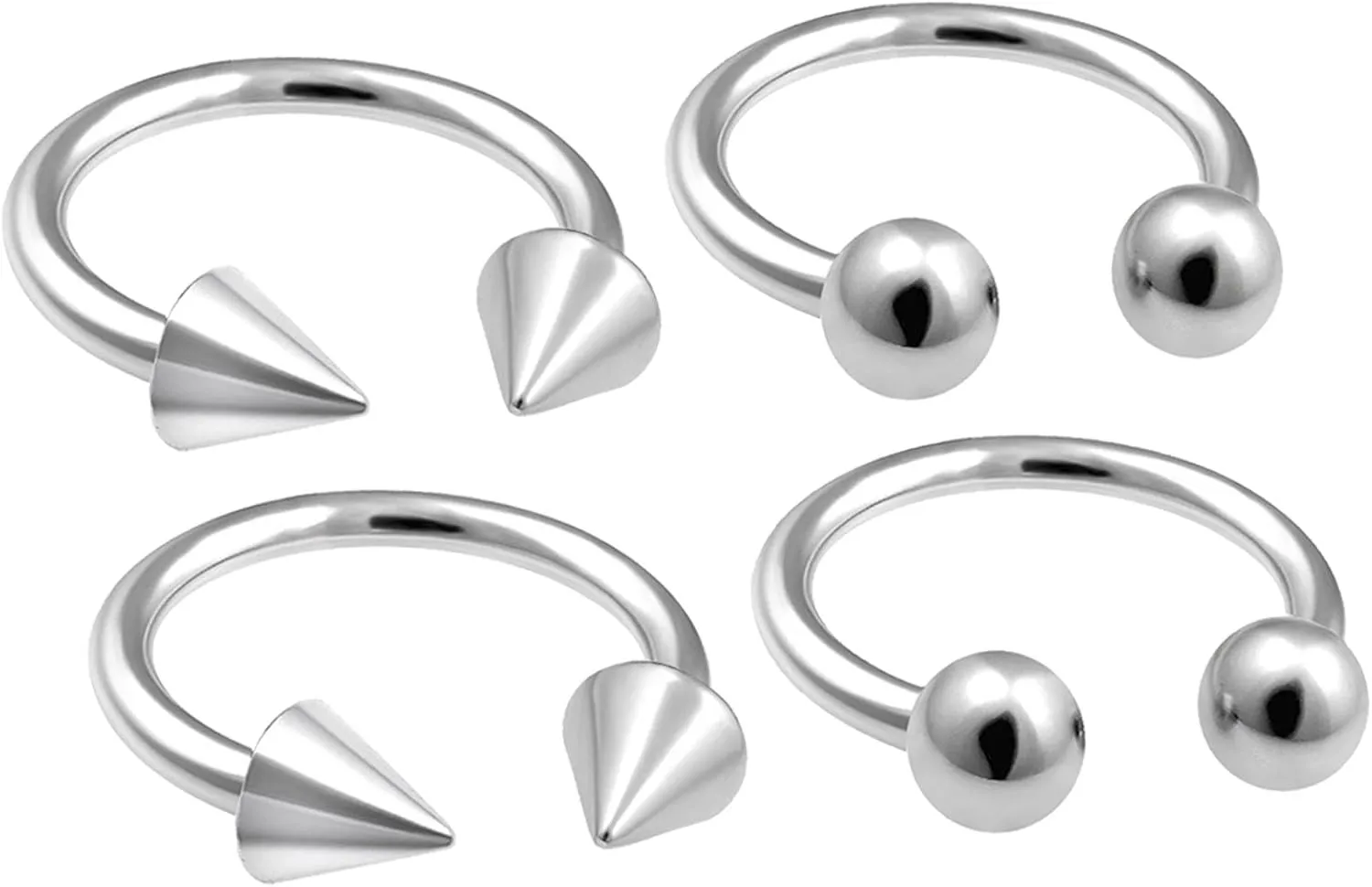 4pcs 18g Horseshoe Ring Circular Cartilage Steel Nose Lip Cartilage Hoop Septum Tragus Stud Ear Eyebrow BBEL - Pick Size
