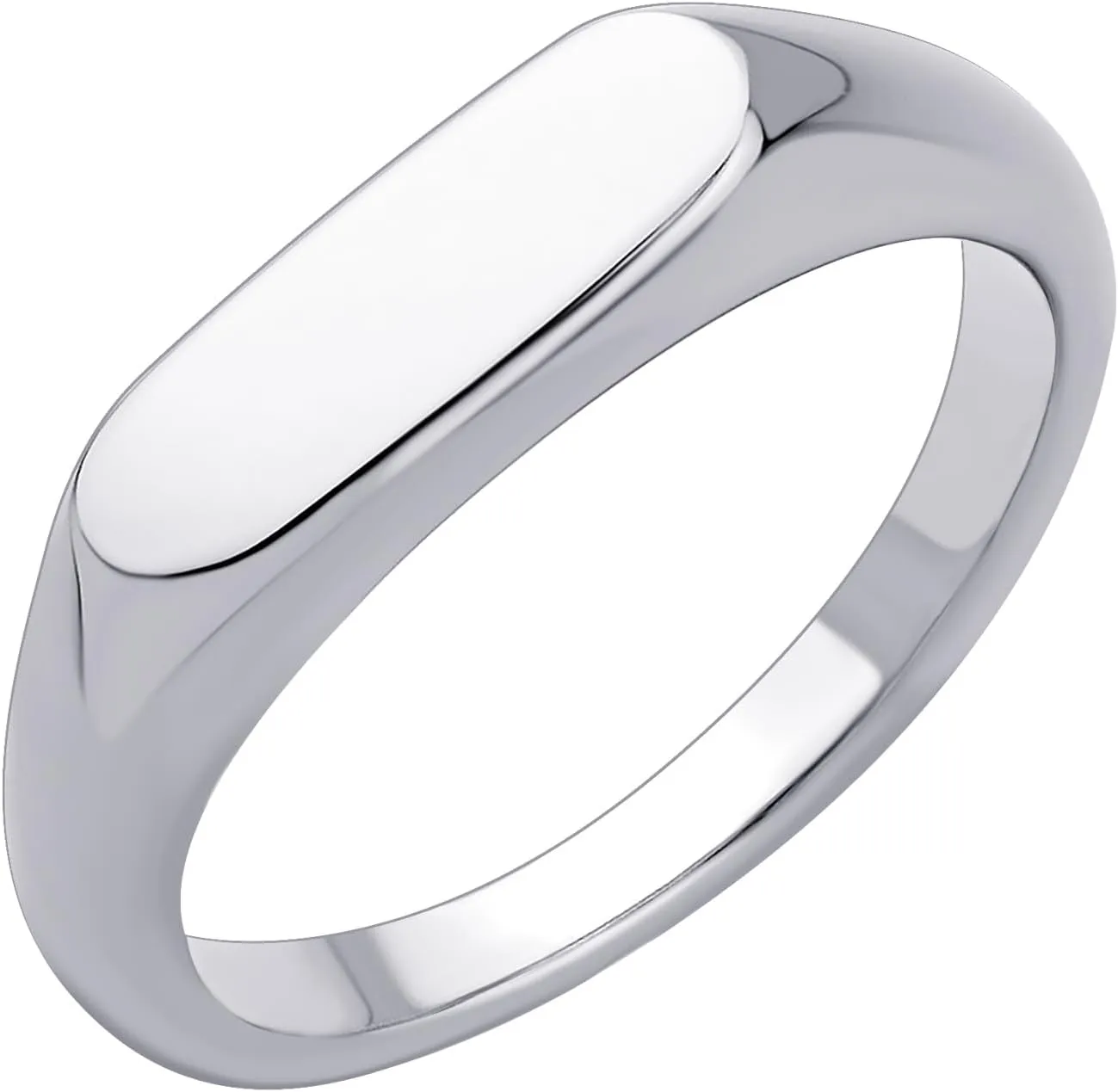 555Jewelry Stainless Steel Solid Plain High Polish Round Signet Ring for Men