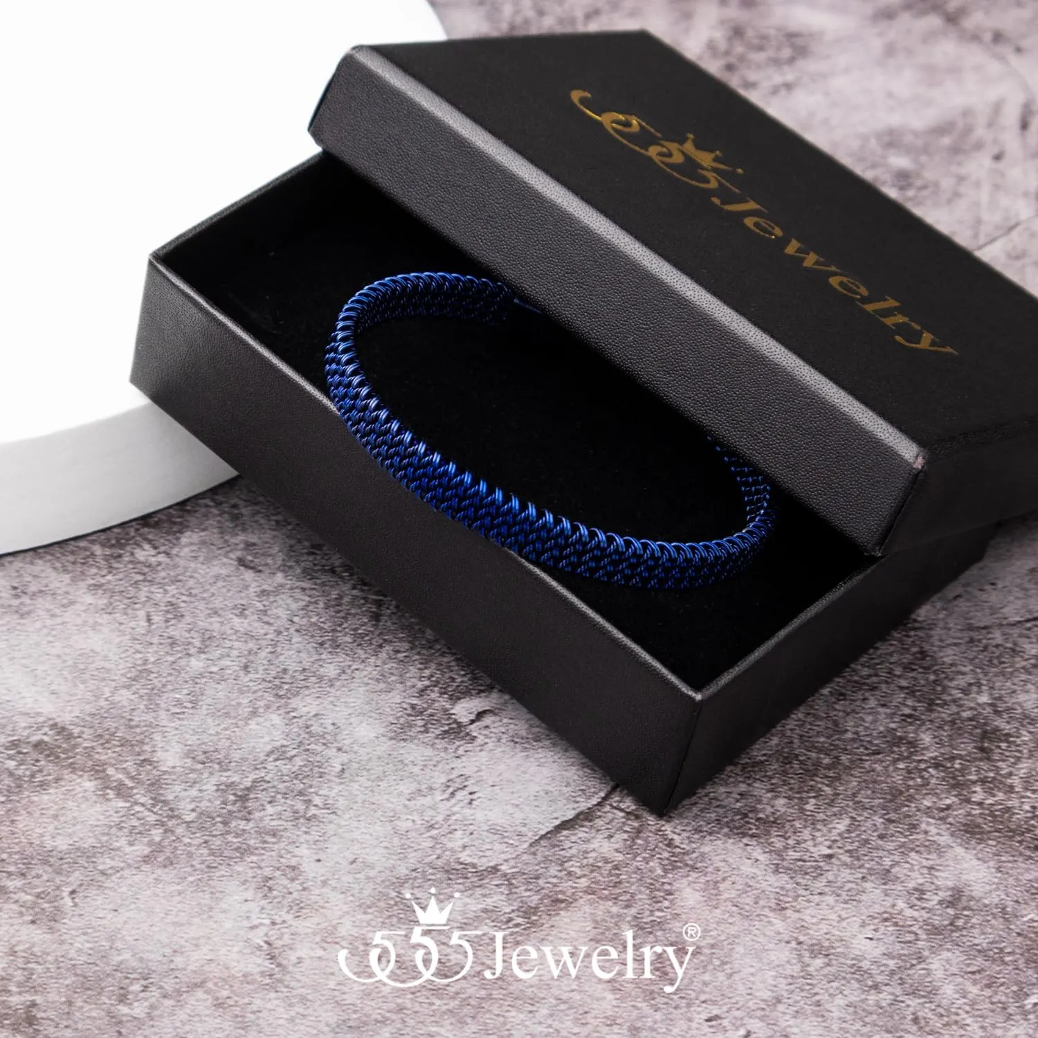 555Jewelry Unisex Stainless Steel Mesh Open Cuff Bangle Bracelet for Men & Women