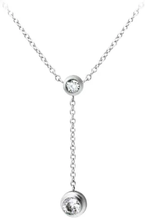 555Jewelry Womens Stainless Steel Lariat Y Drop Layer Round CZ Pendant Necklace