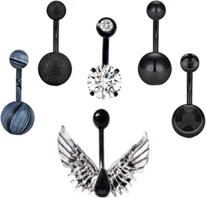 6pcs Belly Button Ring Navel Piercing Jewelry Set Dangle Belly Button Rings