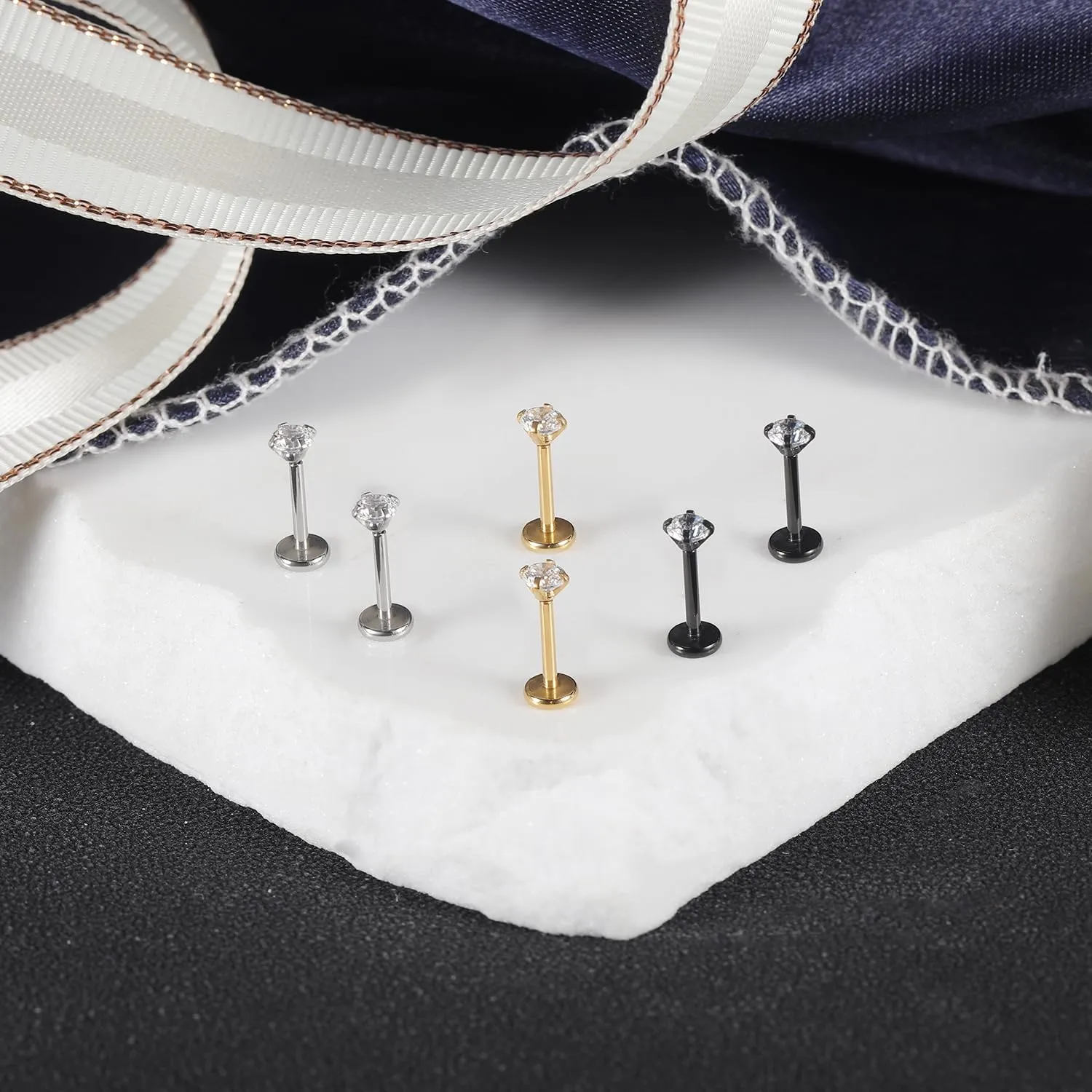 8Pcs 20G 18G Threadless Push in Nose Stud Rings for Women Men Stainless Steel Nose Studs Nostril Piercing Jewelry CZ Nose Rings Studs 1.5MM 2MM 2.5MM 3MM Black Silver Gold