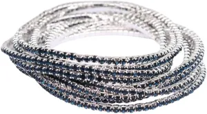 8PCS Women's Rhinestone Chain Bracelet Fashion Crystal Tennis Stretch Strand Bracelet Party Jewelry