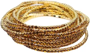 8PCS Women's Rhinestone Chain Bracelet Fashion Crystal Tennis Stretch Strand Bracelet Party Jewelry