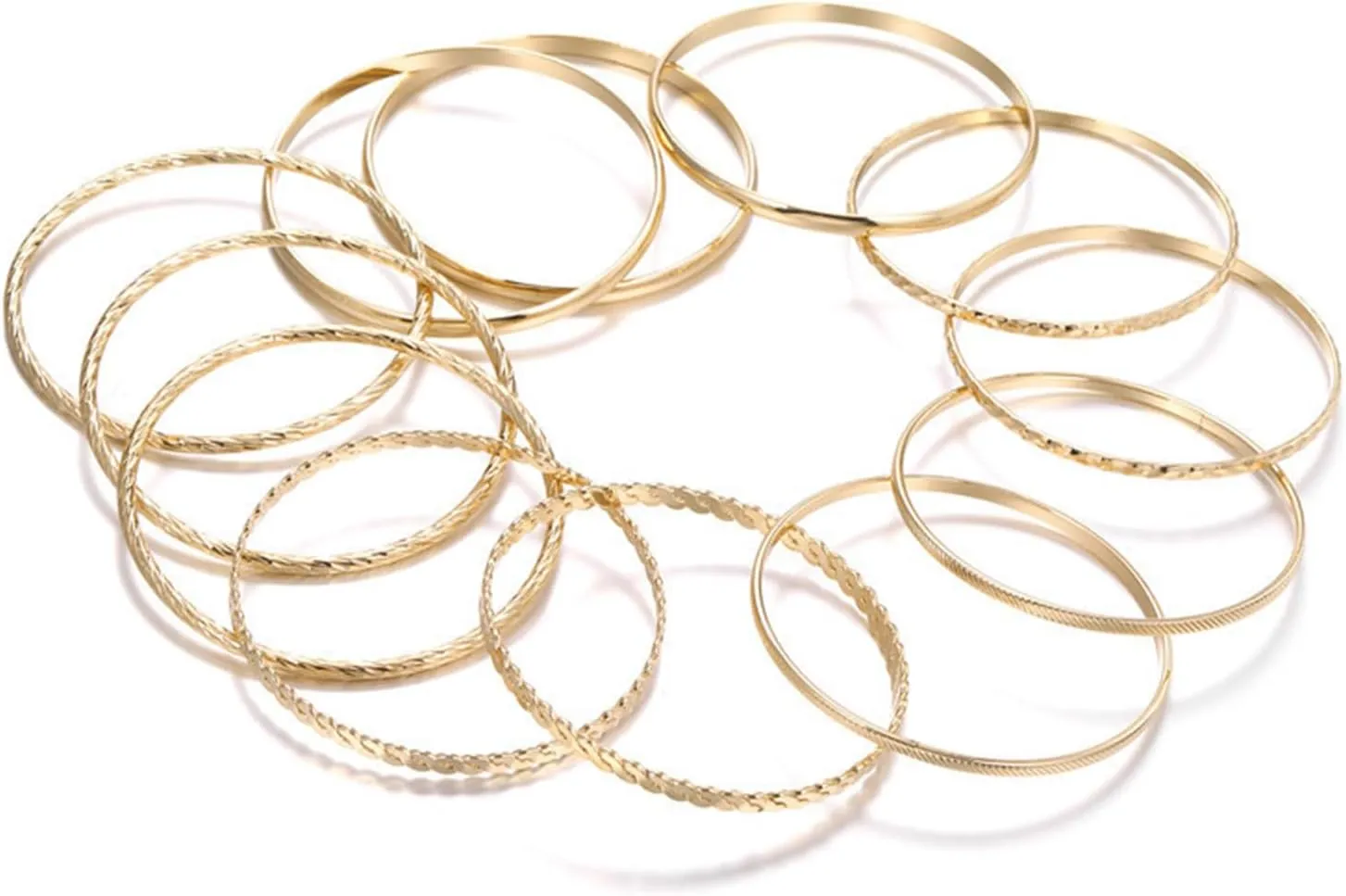 9-12Pcs Bohemian Indian Chunky Stackable Textured Bangle Bracelet Set Multilayer Boho Cable Rhinestone Bead Bracelet for Women Friend Vintage African Wedding Jewelry Birthday Gift